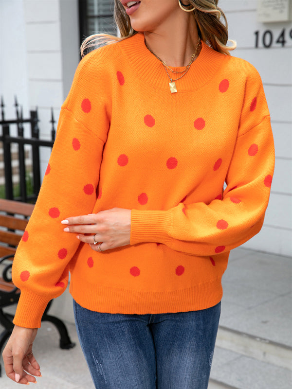 Women's Fashion Knit Polka Dot Pullover