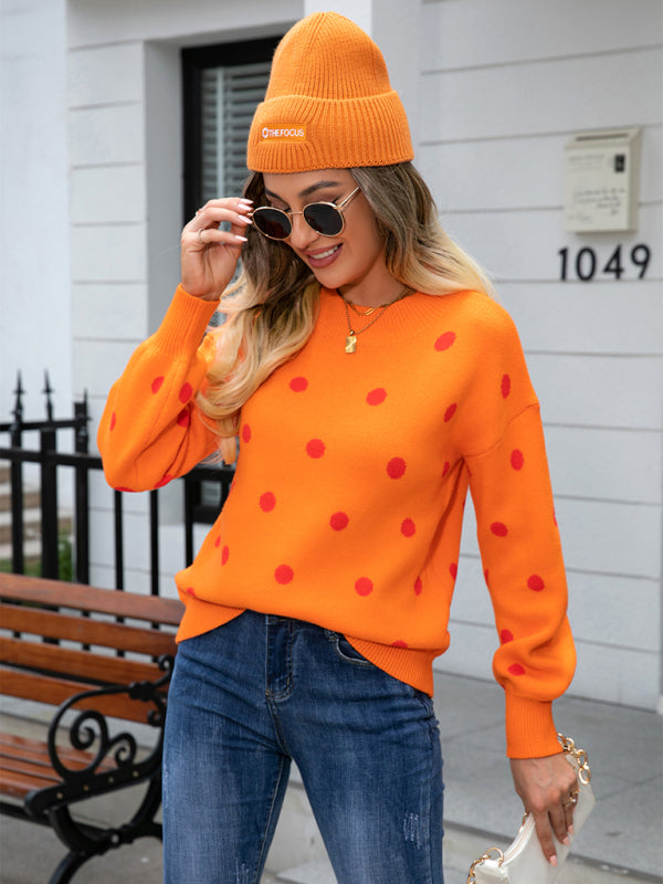 Women's Fashion Knit Polka Dot Pullover