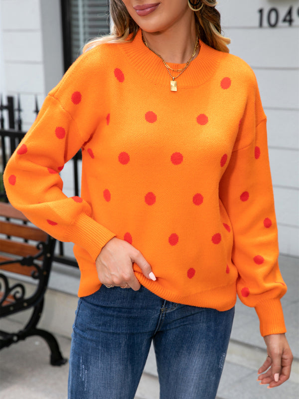 Women's Fashion Knit Polka Dot Pullover