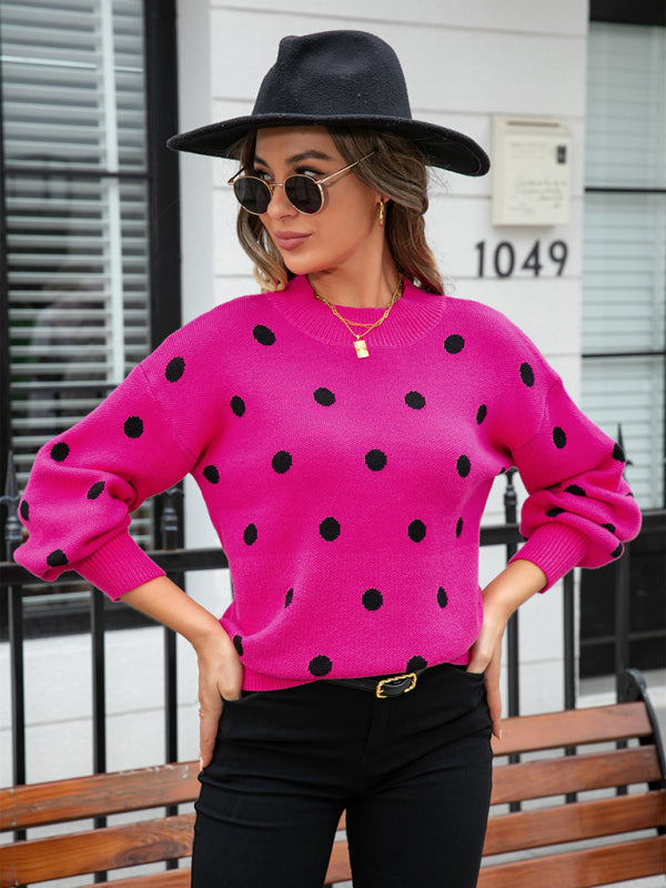 Women's Fashion Knit Polka Dot Pullover