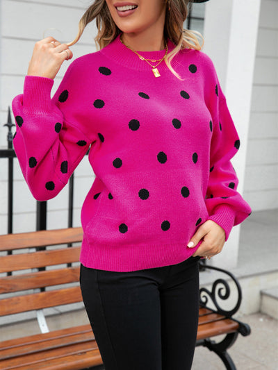 Women's Fashion Knit Polka Dot Pullover