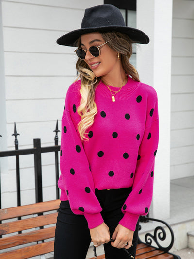 Women's Fashion Knit Polka Dot Pullover