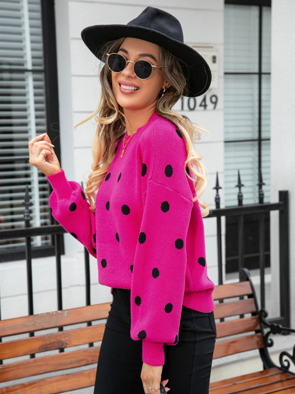 Women's Fashion Knit Polka Dot Pullover