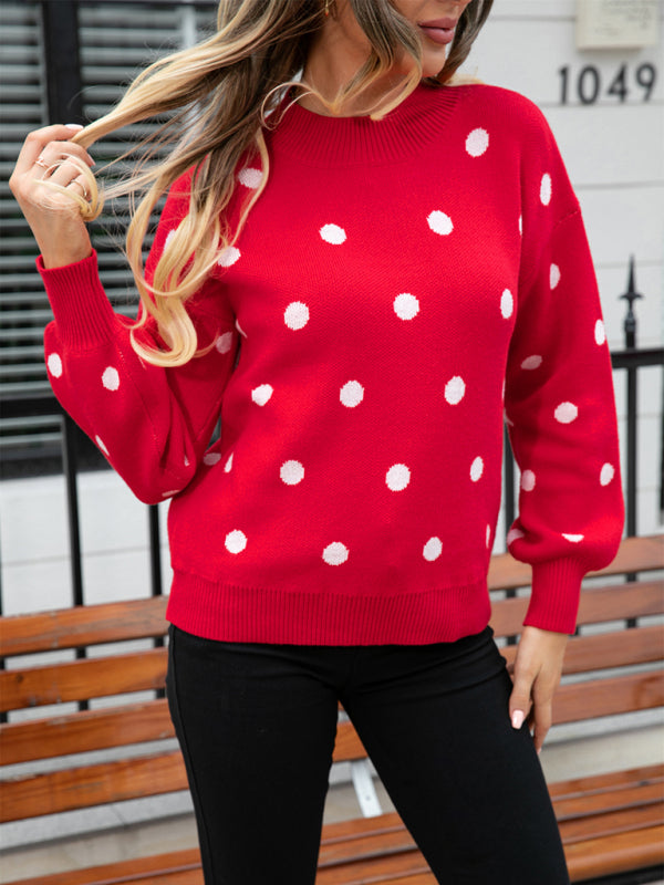 Women's Fashion Knit Polka Dot Pullover