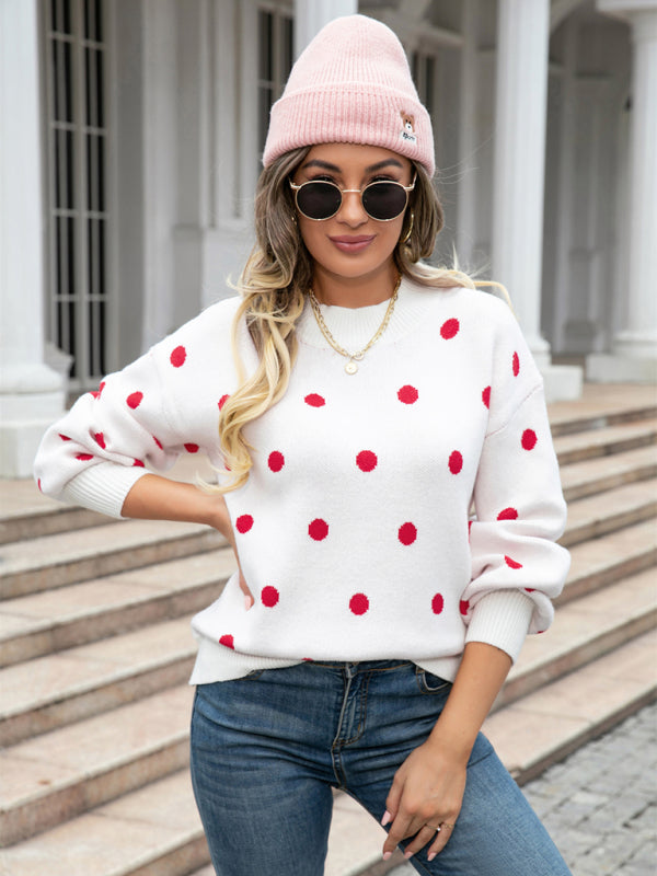 Women's Fashion Knit Polka Dot Pullover