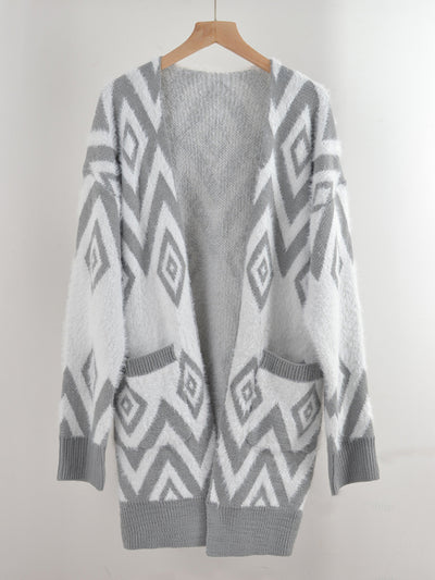 Women's Retro Diamond Mid-Length Cardigan