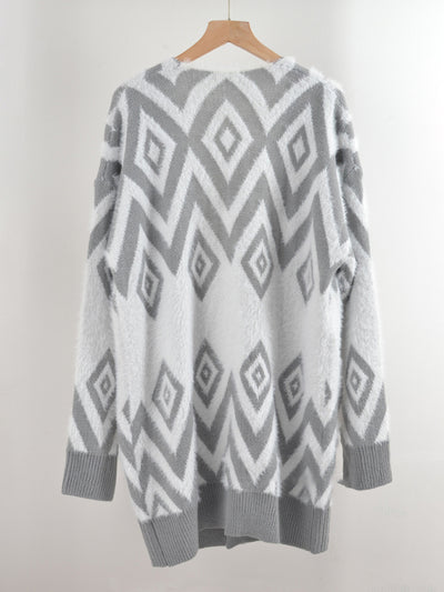 Women's Retro Diamond Mid-Length Cardigan