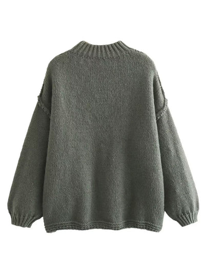 Women's Street Fashion Seamless Long Sleeve Loose Sweater