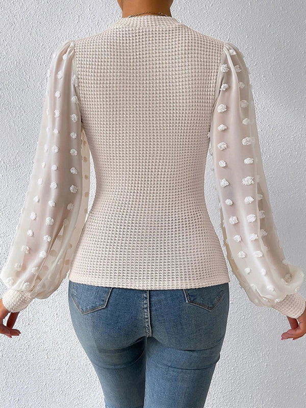 Women's New Fashionable Round Neck Spliced Long Sleeve Sweater