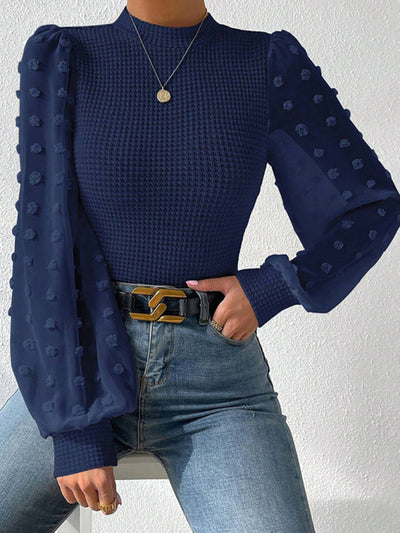 Women's New Fashionable Round Neck Spliced Long Sleeve Sweater