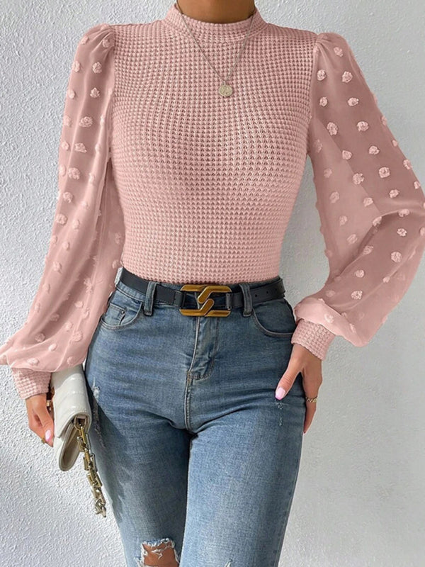 Women's New Fashionable Round Neck Spliced Long Sleeve Sweater