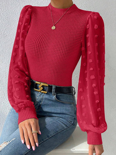 Women's New Fashionable Round Neck Spliced Long Sleeve Sweater