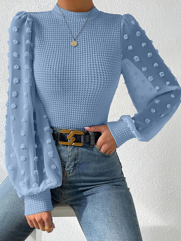 Women's New Fashionable Round Neck Spliced Long Sleeve Sweater