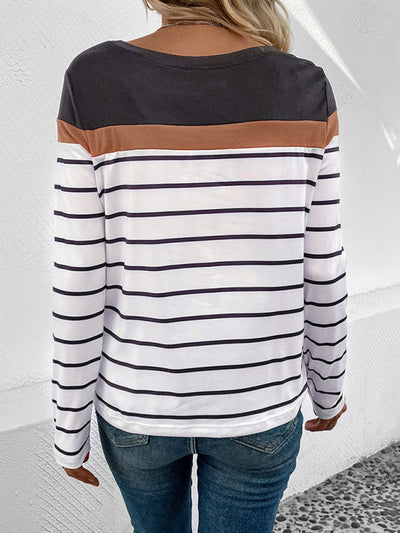 New Women's Striped Casual Long Sleeve Sweater