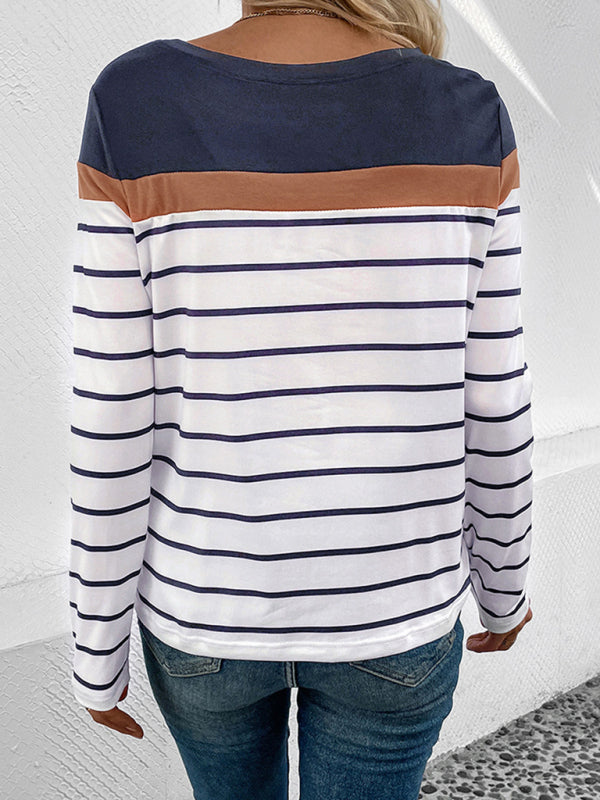 New Women's Striped Casual Long Sleeve Sweater