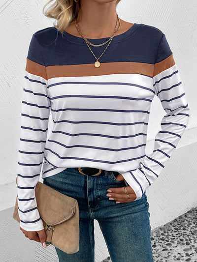 New Women's Striped Casual Long Sleeve Sweater