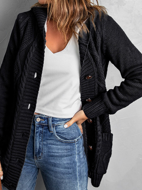 mid-length cardigan hooded sweater jacket