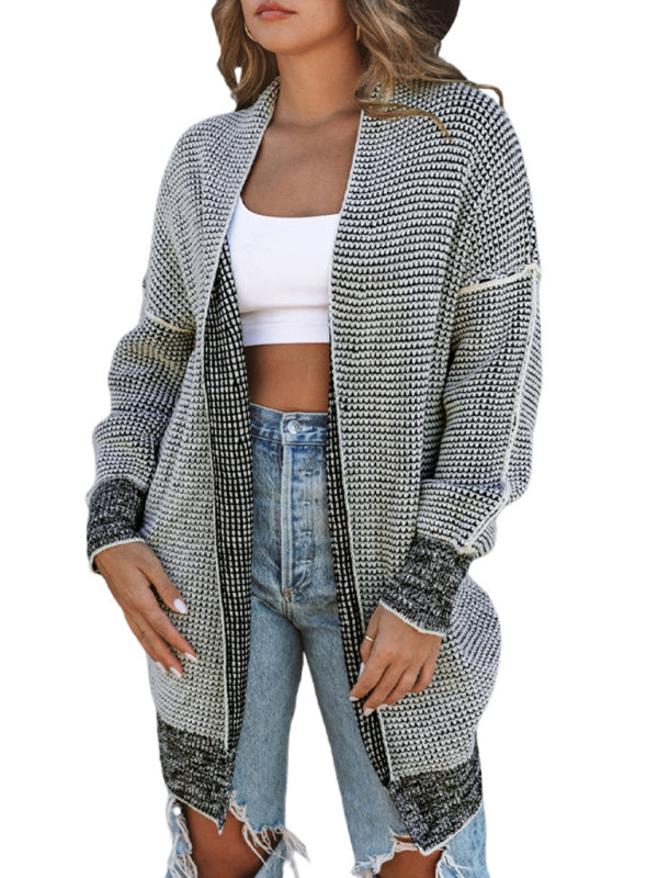 Mid-length knitted pullover women's sweater cardigan