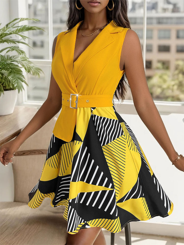 Women's Sleeveless Geometric Print Dress