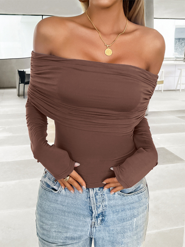 Women's casual solid color pullover one shoulder top