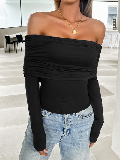 Women's casual solid color pullover one shoulder top