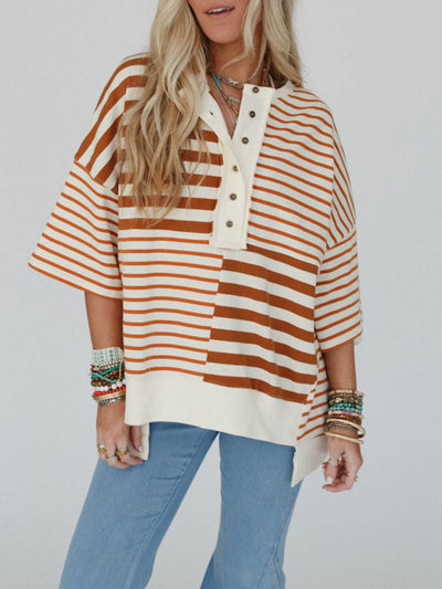 Women's Oversized Striped Patchwork Top