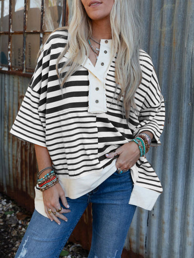 Women's Oversized Striped Patchwork Top