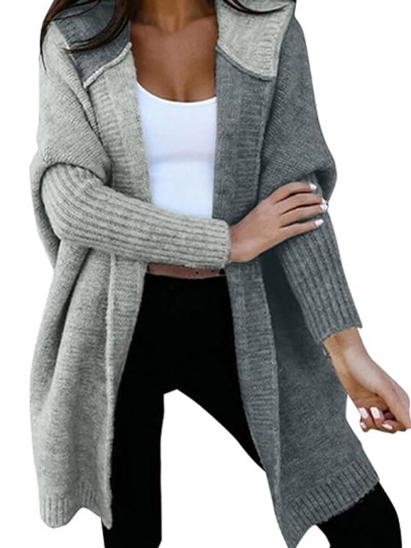 Women's Fashion Open Cardigan Hooded Loose Knitted Sweater