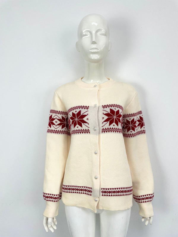 Snowflake Christmas Cardigan Sweater Single Breasted Jacket